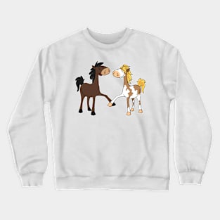 Best friends - two cute cartoon horses Crewneck Sweatshirt